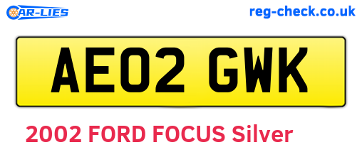 AE02GWK are the vehicle registration plates.