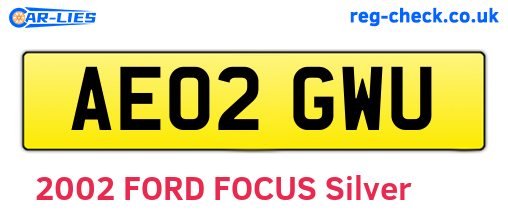 AE02GWU are the vehicle registration plates.