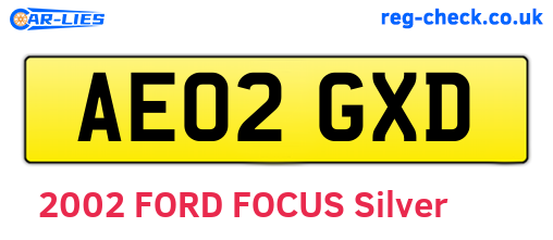 AE02GXD are the vehicle registration plates.