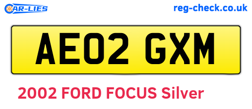AE02GXM are the vehicle registration plates.