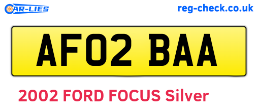 AF02BAA are the vehicle registration plates.
