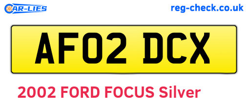 AF02DCX are the vehicle registration plates.
