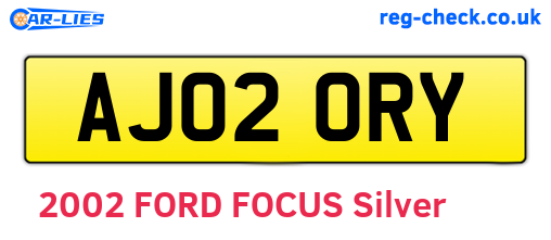 AJ02ORY are the vehicle registration plates.