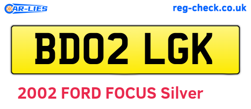 BD02LGK are the vehicle registration plates.
