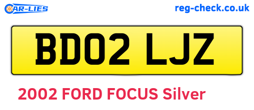 BD02LJZ are the vehicle registration plates.