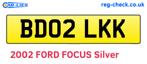 BD02LKK are the vehicle registration plates.
