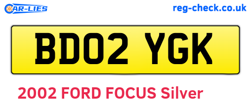 BD02YGK are the vehicle registration plates.