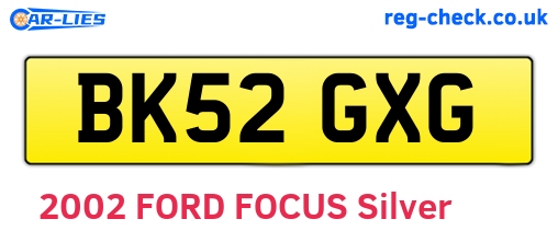BK52GXG are the vehicle registration plates.