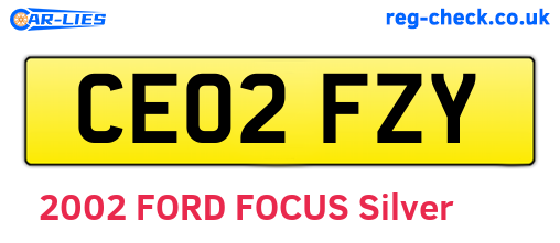 CE02FZY are the vehicle registration plates.