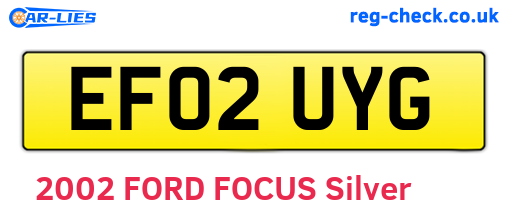EF02UYG are the vehicle registration plates.