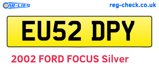 EU52DPY are the vehicle registration plates.