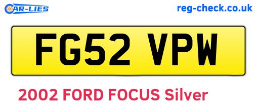 FG52VPW are the vehicle registration plates.