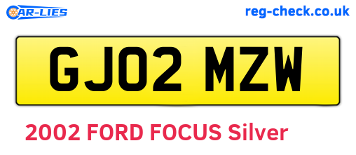 GJ02MZW are the vehicle registration plates.