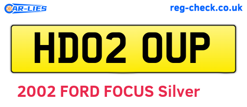 HD02OUP are the vehicle registration plates.