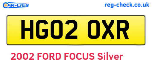 HG02OXR are the vehicle registration plates.