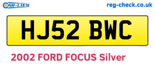 HJ52BWC are the vehicle registration plates.