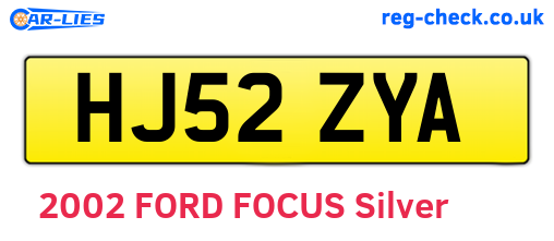 HJ52ZYA are the vehicle registration plates.