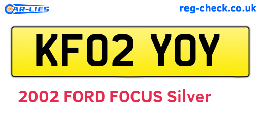 KF02YOY are the vehicle registration plates.