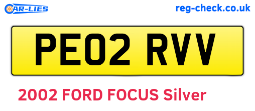 PE02RVV are the vehicle registration plates.