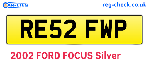 RE52FWP are the vehicle registration plates.