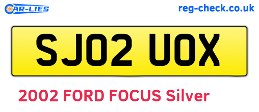 SJ02UOX are the vehicle registration plates.