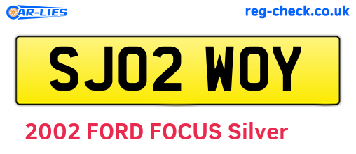 SJ02WOY are the vehicle registration plates.