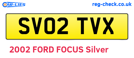 SV02TVX are the vehicle registration plates.