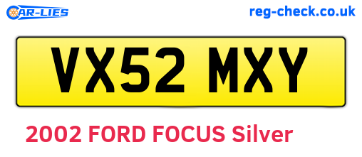 VX52MXY are the vehicle registration plates.