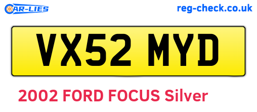 VX52MYD are the vehicle registration plates.