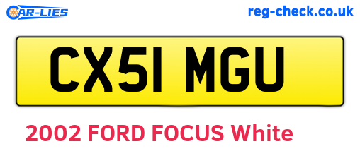 CX51MGU are the vehicle registration plates.