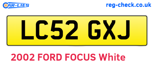 LC52GXJ are the vehicle registration plates.