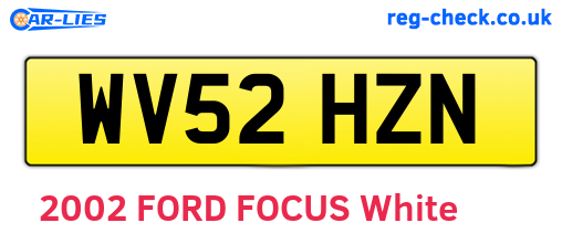 WV52HZN are the vehicle registration plates.