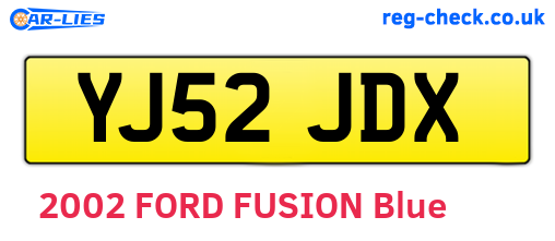 YJ52JDX are the vehicle registration plates.