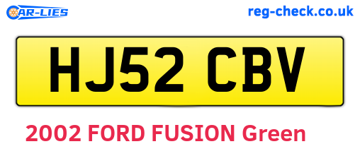 HJ52CBV are the vehicle registration plates.
