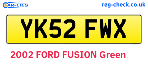 YK52FWX are the vehicle registration plates.