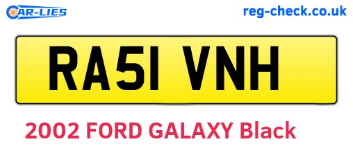 RA51VNH are the vehicle registration plates.