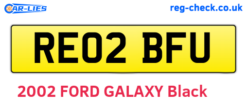 RE02BFU are the vehicle registration plates.