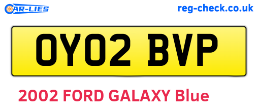OY02BVP are the vehicle registration plates.