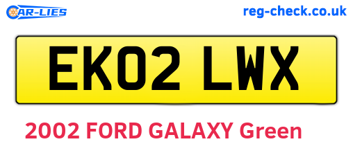 EK02LWX are the vehicle registration plates.