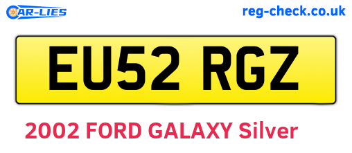 EU52RGZ are the vehicle registration plates.