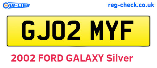 GJ02MYF are the vehicle registration plates.