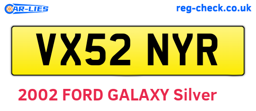 VX52NYR are the vehicle registration plates.