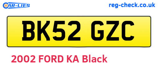 BK52GZC are the vehicle registration plates.