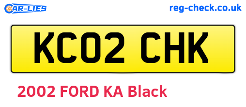 KC02CHK are the vehicle registration plates.