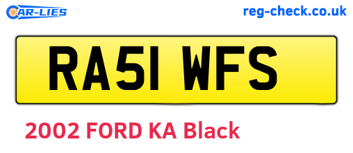 RA51WFS are the vehicle registration plates.