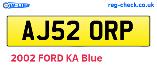 AJ52ORP are the vehicle registration plates.