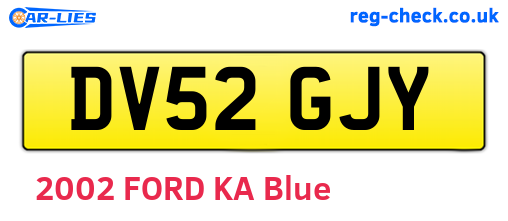 DV52GJY are the vehicle registration plates.
