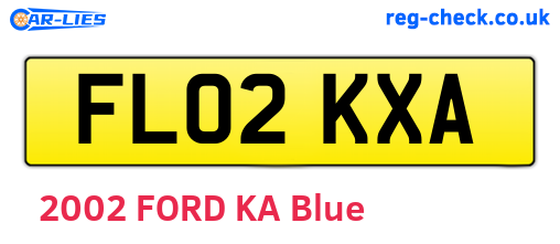 FL02KXA are the vehicle registration plates.