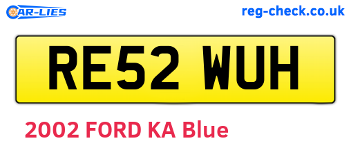 RE52WUH are the vehicle registration plates.