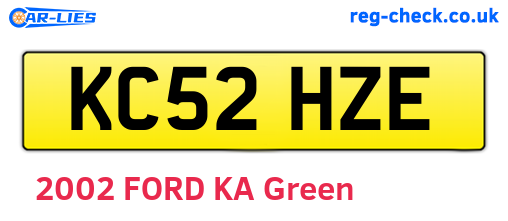 KC52HZE are the vehicle registration plates.